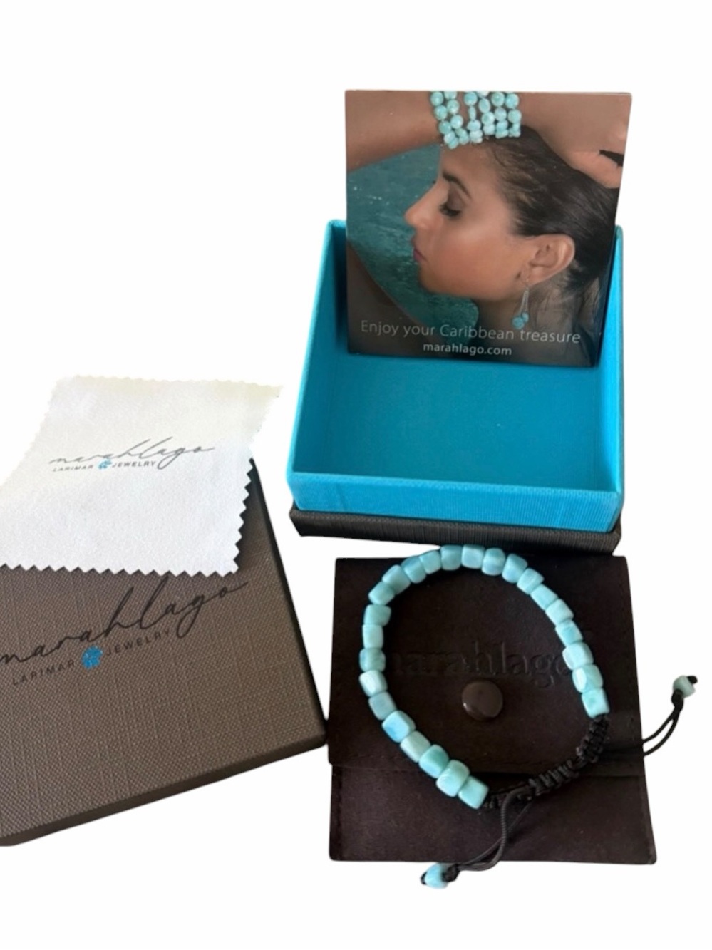 Marahlago Larimar beaded bracelet NIB